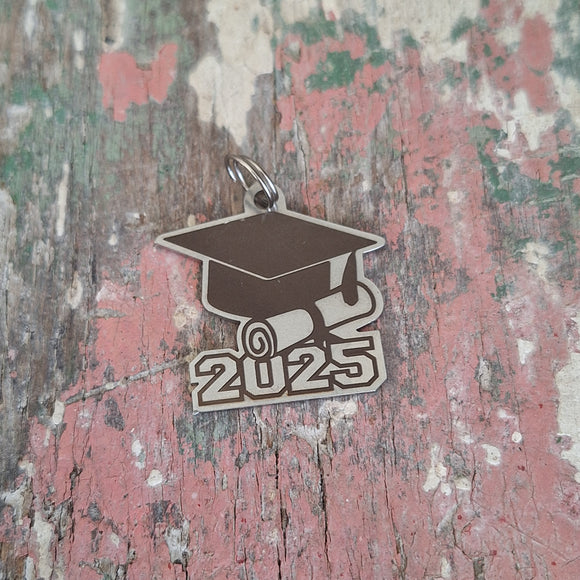 Class of 2025 Graduation Charm – Stainless Steel Add-On for Keyrings