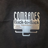 Stainless Steel Medal Display Hanger with 'Comrades Back-to-Back' text personalised with a name / up and down run times and the years