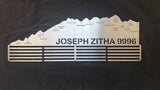 Comrades Marathon Medal Display Hanger, with engraved points.  Personalised with a quote