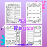 Color Your Own Planner | 48 Printable Coloring Planner Pages | Instant Download PDF