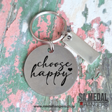Choose Happy – Personalized Stainless Steel Inspirational Keyring