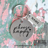 Choose Happy – Personalized Stainless Steel Inspirational Keyring