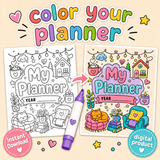 Color Your Own Planner | 48 Printable Coloring Planner Pages | Instant Download PDF