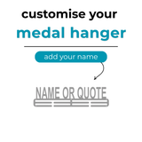 Customize your medal hanger with a Name or quote. Info Graphic SA Medal Hangers