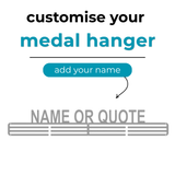 Customize your medal hanger with a Name or quote. Info Graphic SA Medal Hangers