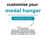 Customised medal hanger with text and a name by SA Medal Hangers Ridiculously Motivated by medals