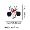 Cute Weightlifting Bunny Rabbit Brooch with headband and weights