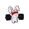 Cute Weightlifting Bunny Rabbit Brooch with headband and weights