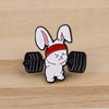 Cute Weightlifting Bunny Rabbit Brooch with headband and weights