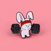 Weight Lifting Bunny Pin Badge | Motivational Pin Alloy Brooch