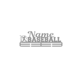SA Medal Hangers Personalised Baseball Medal Hanger.  Stainless Steel with a name, baseball wording and image of a player