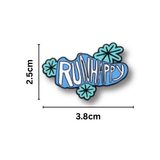 Run happy running shoe shaped pin brooch