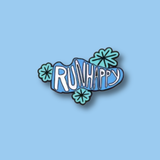 Run happy running shoe shaped pin brooch