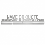 Stainless Steel Medal Hanger, with the wording dream believe achieve, personalised with a name