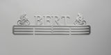 Personalised Medal Display Hanger, stainless steel, Name Bert Cyclists on either side