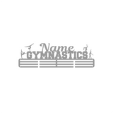 Gymnastics-themed stainless steel medal hanger with customizable name 