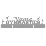 Gymnastics-themed stainless steel medal hanger with customizable name 