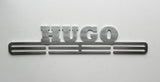 Personalised Medal Display Hanger, stainless steel, name Hugo