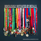 Ridiculously Motivated by Medals, medal display hanger with medals.  Stainless Steel