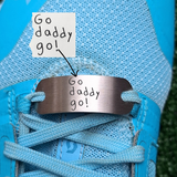 A personalised  Shoe Tag, engraved with your own or your child's handwriting. Stainless Steel, hand written