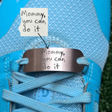 A personalised  Shoe Tag, engraved with your own or your child's handwriting. Stainless Steel, hand written