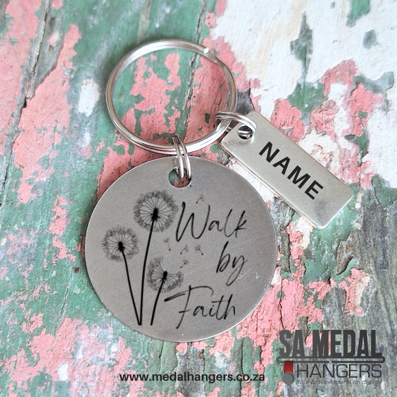 Walk by Faith – Personalised Stainless Steel Inspirational Keyring