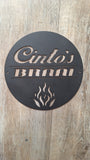 Metal Wall Art Round Laser Cut Metal sign with Cinto's Braai Powder Coated Black Braai Sign