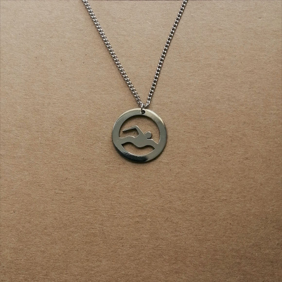 Swimming Stainless Steel Pendant on Chain